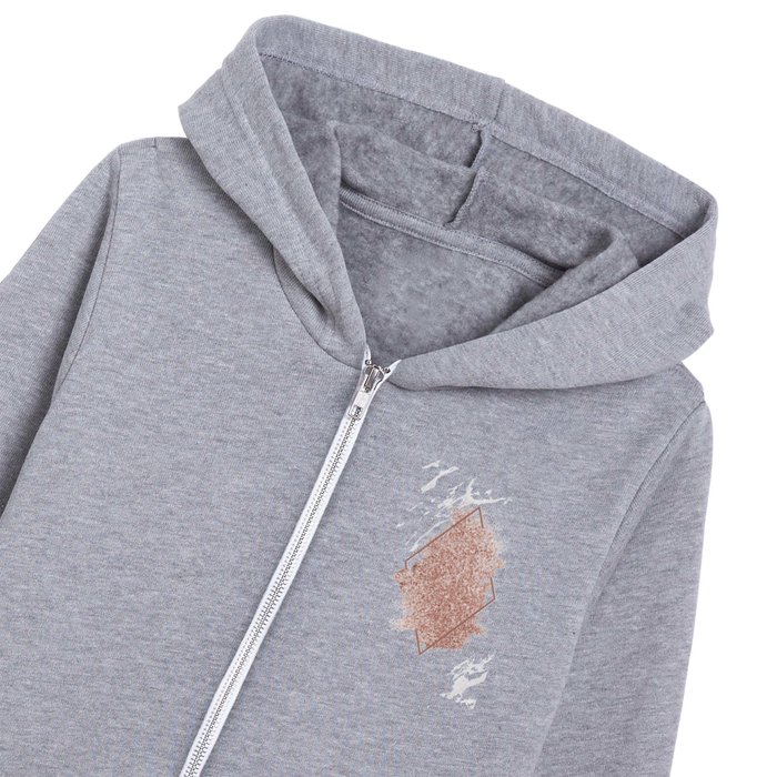 White Marble & Blush Pink Sparkles Kids Zip Hoodie