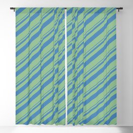 [ Thumbnail: Blue and Dark Sea Green Colored Lined/Striped Pattern Blackout Curtain ]