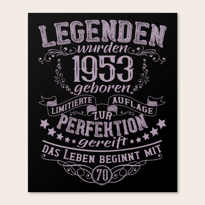 Legenden wurden 1953 geboren 70. Geburtstag Sprüche Canvas Print by
