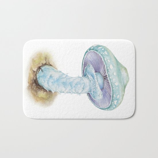 Mushroom - Verdigris Agaric Mushroom - STROPHARIA AERUGINOSA By Magda Opoka Bath Mat