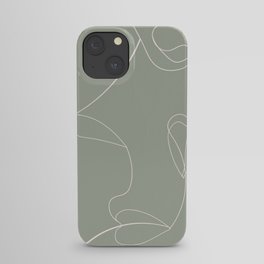 Line Art Face Flower Shapes 4 Sage Green iPhone Case