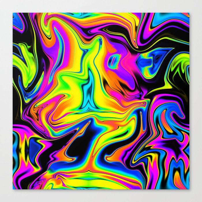 Neon Liquid Marble Canvas Print
