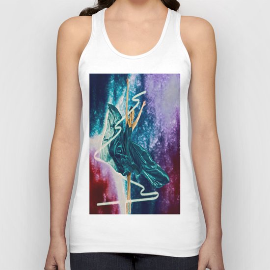 The ballerina amid a neon beam Unisex Tank Top