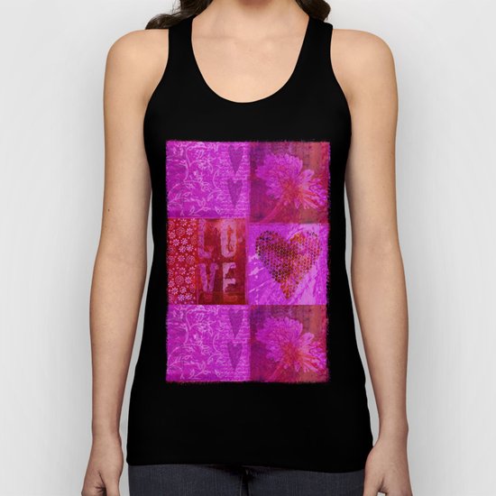 Pink heart flower love painting Unisex Tank Top