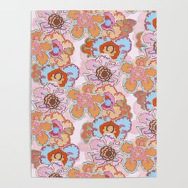 Art Deco Pink Flowers Poster