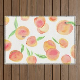 Summer Peaches: Watercolor Painting Outdoor Rug