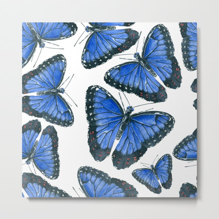 Blue morpho butterfly pattern design Metal Print