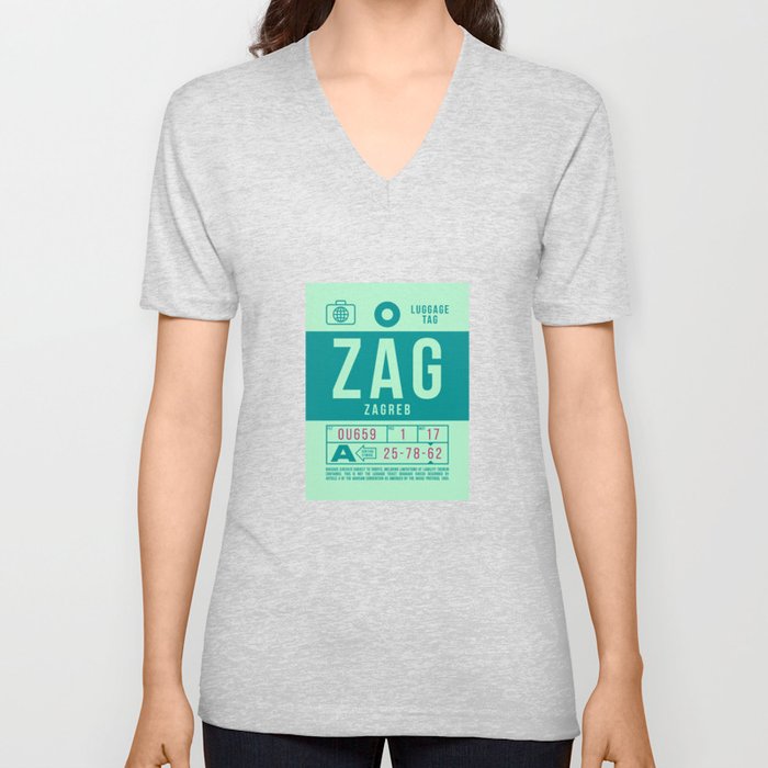 Luggage Tag B - ZAG Zagreb Croatia V Neck T Shirt
