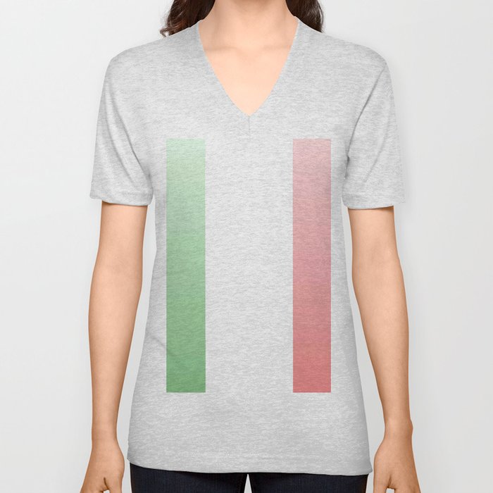 flag of Italy -with color Gradient V Neck T Shirt