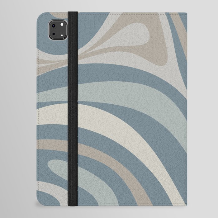 New Groove Retro Swirl Abstract Pattern 3 in Medium Neutral Blue Gray Tones iPad Folio Case