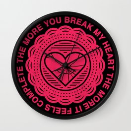Shattered Hearts Badge Wall Clock