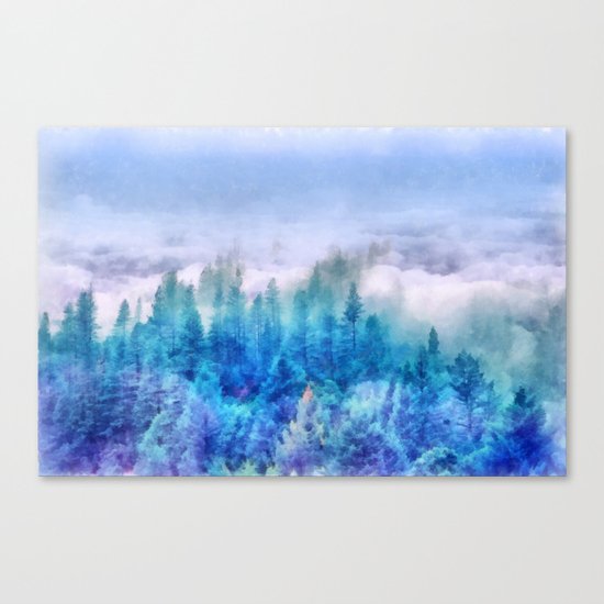 Clouds over pine forest Canvas Print