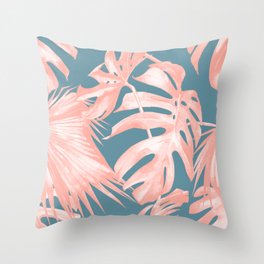 Island Love Millennial Pink on Teal Blue Throw Pillow