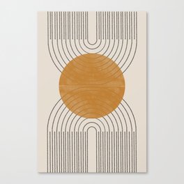Minimal Line, Arch, Gold Sun Canvas Print