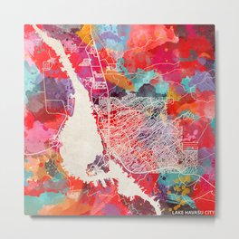 Lake Havasu City map Arizona AZ 2 Metal Print | Poster, Red, Graphicdesign, Us, Lakehavasucity, Mapof, Painting, Green, Plan, Blue 