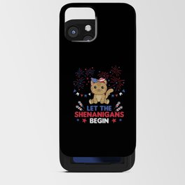 Happy 4th Cute Cat With Fireworks America iPhone Card Case