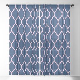 Navy and Pink Quatrefoil Palm Beach Preppy Sheer Curtain