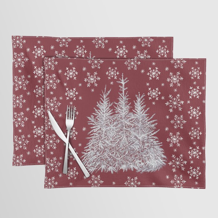 Christmas Winter - Dark Red Placemat