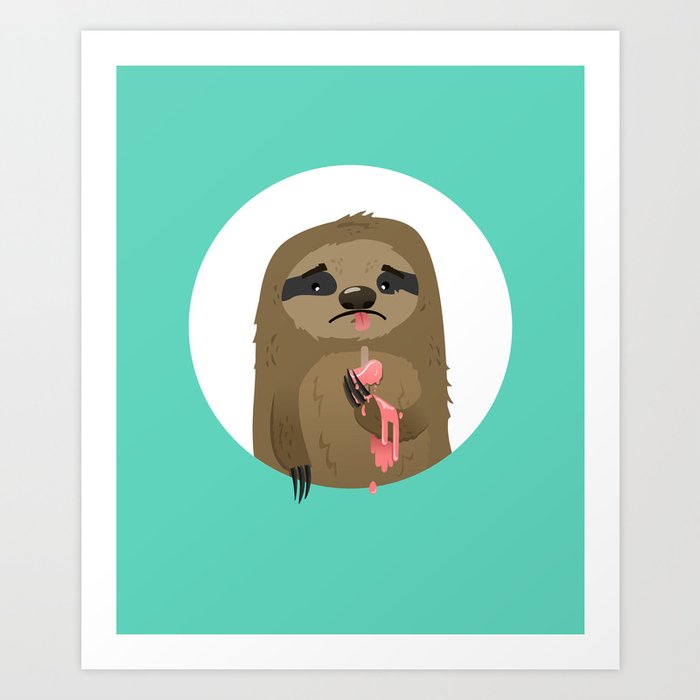 Cruel Sloth Summer Art Print | Animals, Digital, Food