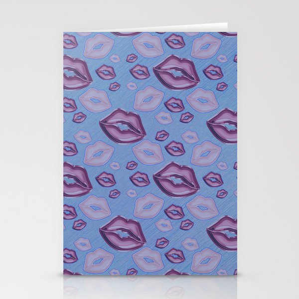 Very Periwinkle Kisses Lips in Shades of Purple Stationery Cards