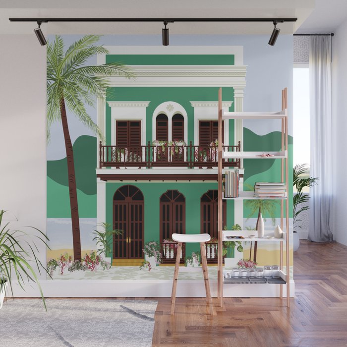 Green Puerto Rico House on the Beach Wall Mural