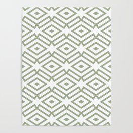 Green and White Ornamental Shape Pattern 7 Pairs Dulux 2022 Popular Colour Bamboo Stem Poster