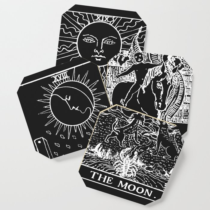 The Sun and Moon Tarot Cards | Obsidian & Pearl Coaster