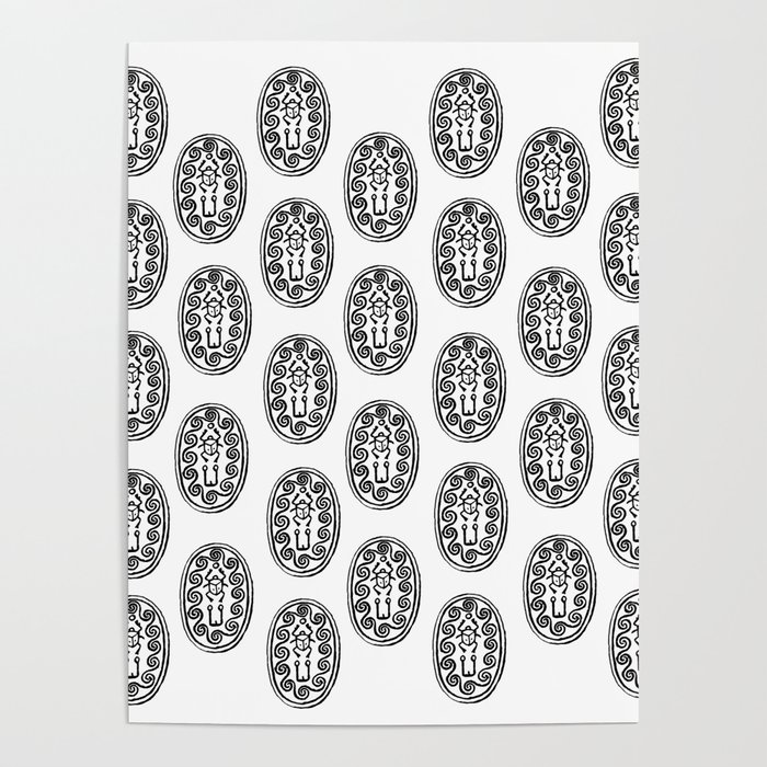 Ancient Egyptian Amulet Pattern Black & White Poster