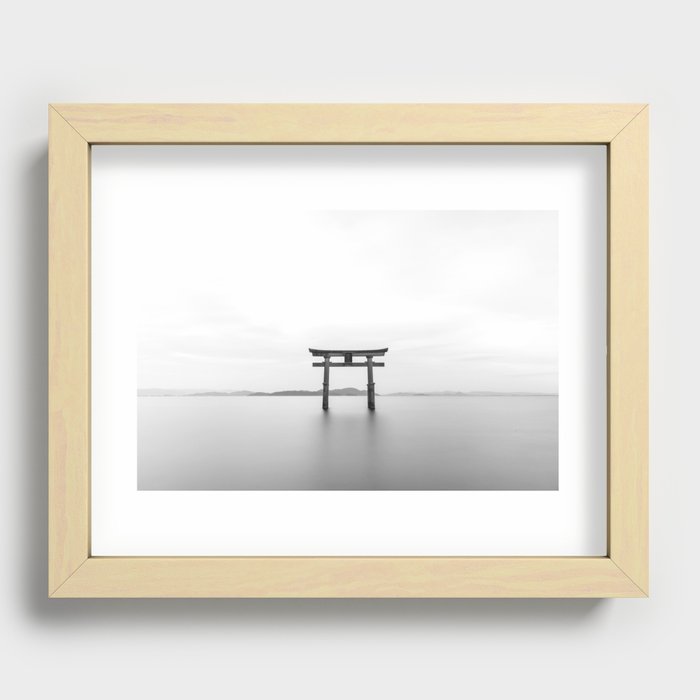 Tori Shintoism Temple Japan Black And White Pic Recessed Framed Print