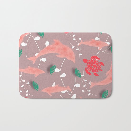 Dolphin old pink Bath Mat