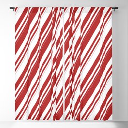 [ Thumbnail: Red and White Colored Lines/Stripes Pattern Blackout Curtain ]