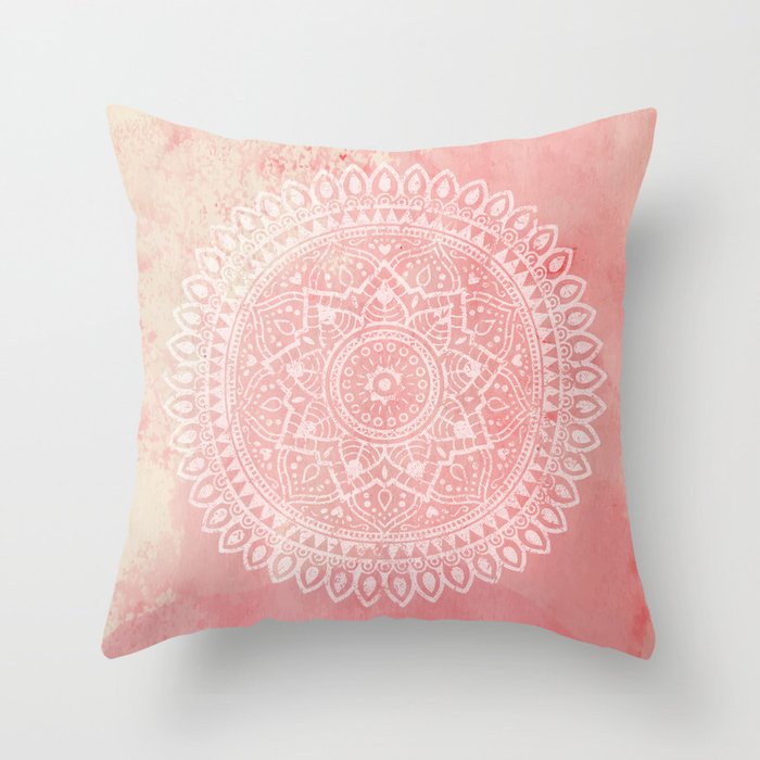 Pink Mandala Throw Pillow