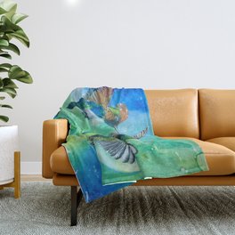 Hummingbird Heaven Throw Blanket | Spring, Tropical, Nature, Watercolor, Anoellejay, Birds, Greenery, Backtoschool, Acrylic, Bright 