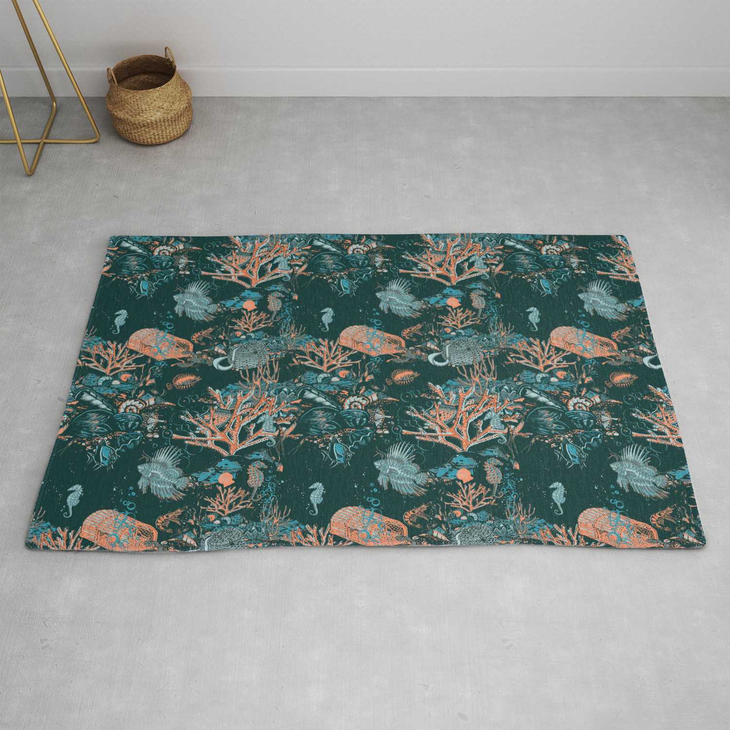 Coral Aqua Life Rug By Draperandharlow Society6