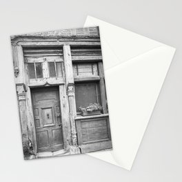 Black and white vintage wooden door art print - old french frontdoor - street and travel photography Stationery Card