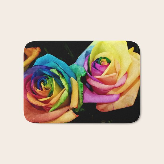 Rainbow roses Bath Mat