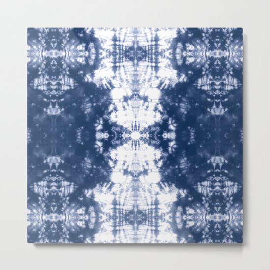 Shibori 6 Indigo Blue Metal Print