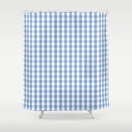 Classic Pale Blue Pastel Gingham Check Shower Curtain