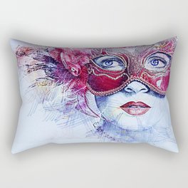 Femme Fatale, Venetian Carnival Masque for Carnival Masquerade female portrait painting Rectangular Pillow