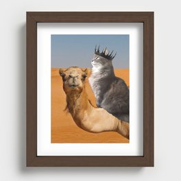 Cat Riding Camel Recessed Framed Print