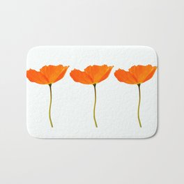 Three Orange Poppy Flowers White Background  Badematte