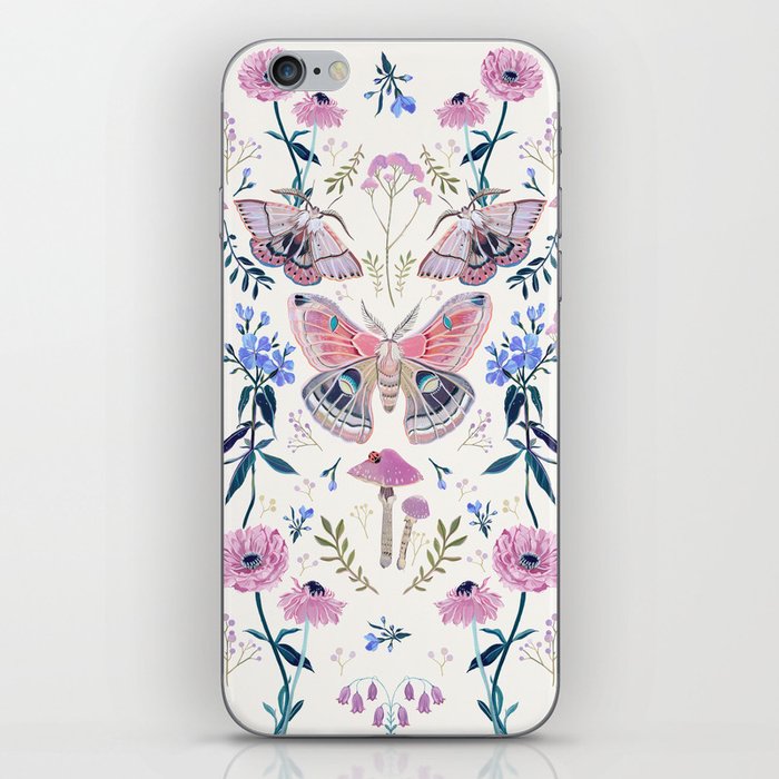 Lilac Butterfly and Flowers iPhone Skin