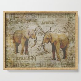 Spirit of Africa Elephant mixed media art Serving Tray