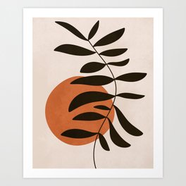 Vintage Burnt Orange Abstract Leaf Art Art Print