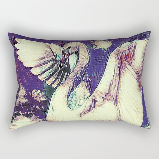 WHITE SWAN PURPLE & PINKISH MODERN WATER DESIGN Rectangular Pillow