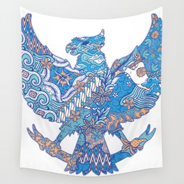 batik culture on garuda silhouette illustration Wall Tapestry