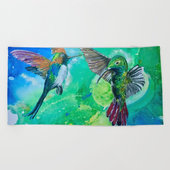 Hummingbird Heaven Beach Towel