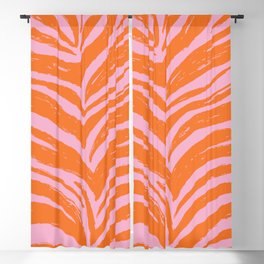 Bright Pink and Orange Tiger Stripes - Animal Print - Zebra Print Blackout Curtain
