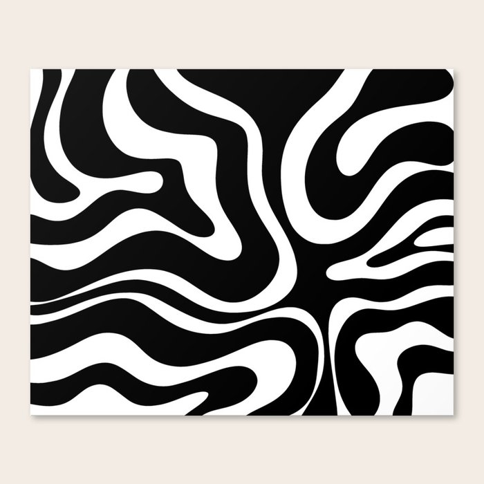 Modern Retro Liquid Swirl Abstract Pattern in Black and White Art