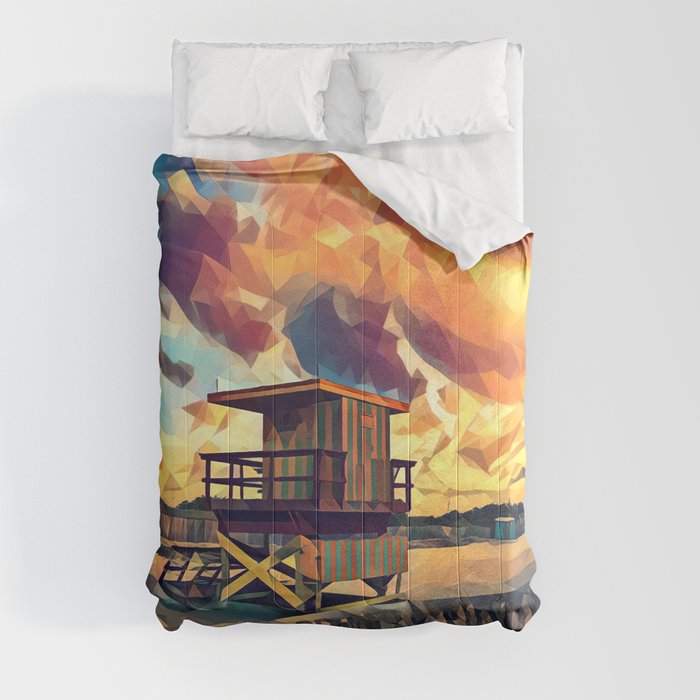 Miami Beach Florida Lifeguard Tower  Comforter